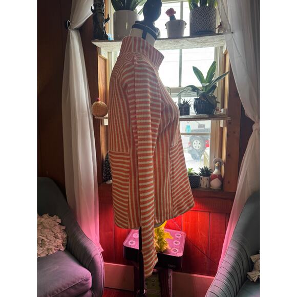 T by Talbots petite small nwt orange white stripe top long sleeve - Picture 4 of 6